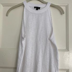 TopShop White Ribbed High Neck Tank Top